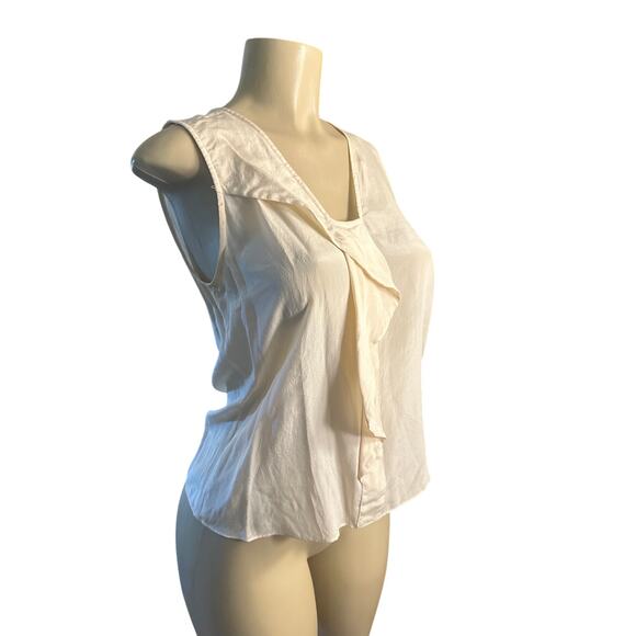XS Anthropologie Maeve Cream Blouse Shirt Top Sleeveless Ruffle Front 100% Silk - Picture 1 of 6